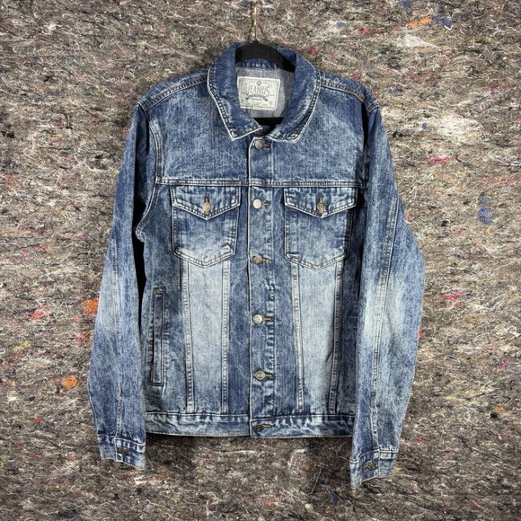 Akademiks Jeanius Level Products‎ Jacket Mens Large Jean Denim Acid Wash - Picture 1 of 15